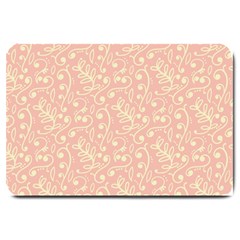 Girly Pink Leaves And Swirls Ornamental Background Large Doormat  by TastefulDesigns