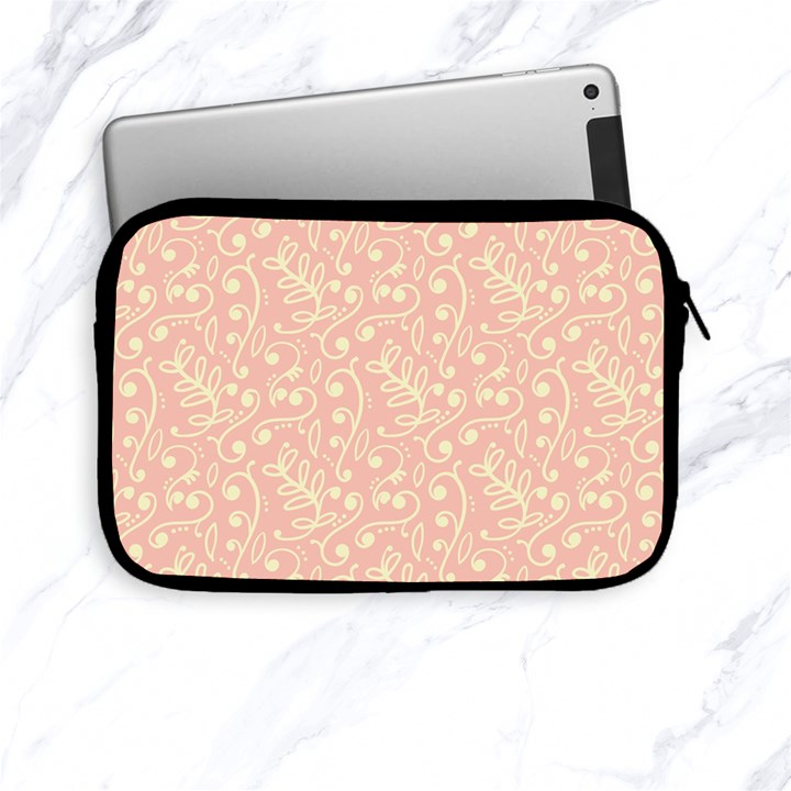 Girly Pink Leaves And Swirls Ornamental Background Apple iPad Mini Zipper Cases