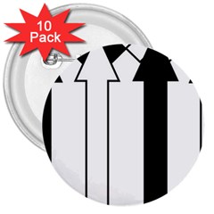 Funny Black And White Stripes Diamonds Arrows 3  Buttons (10 Pack)  by yoursparklingshop