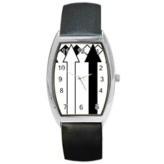 Funny Black And White Stripes Diamonds Arrows Barrel Style Metal Watch by yoursparklingshop