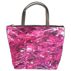 Festive Hot Pink Glitter Merry Christmas Tree  Bucket Bags by yoursparklingshop