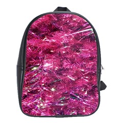 Festive Hot Pink Glitter Merry Christmas Tree  School Bags (xl)  by yoursparklingshop