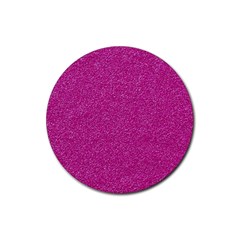 Metallic Pink Glitter Texture Rubber Coaster (round)  by yoursparklingshop