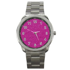 Metallic Pink Glitter Texture Sport Metal Watch by yoursparklingshop