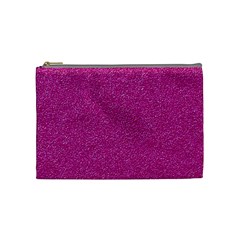 Metallic Pink Glitter Texture Cosmetic Bag (medium)  by yoursparklingshop