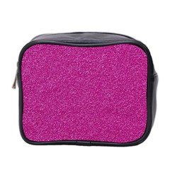 Metallic Pink Glitter Texture Mini Toiletries Bag 2-side by yoursparklingshop