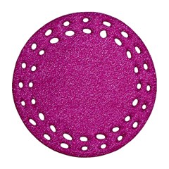 Metallic Pink Glitter Texture Ornament (round Filigree)  by yoursparklingshop