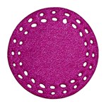 Metallic Pink Glitter Texture Round Filigree Ornament (2Side) Front