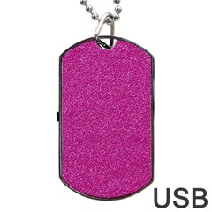 Metallic Pink Glitter Texture Dog Tag Usb Flash (one Side) by yoursparklingshop