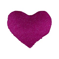 Metallic Pink Glitter Texture Standard 16  Premium Flano Heart Shape Cushions by yoursparklingshop