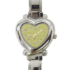 Festive White Gold Glitter Texture Heart Italian Charm Watch by yoursparklingshop