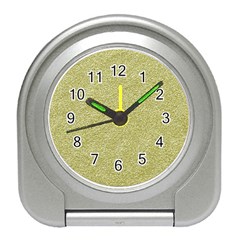 Festive White Gold Glitter Texture Travel Alarm Clocks by yoursparklingshop