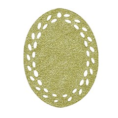 Festive White Gold Glitter Texture Oval Filigree Ornament (2-side)  by yoursparklingshop