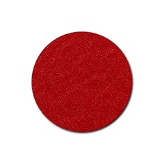 Festive Red Glitter Texture Rubber Coaster (round) 