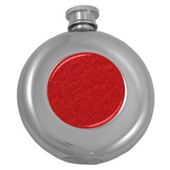 Festive Red Glitter Texture Round Hip Flask (5 Oz)