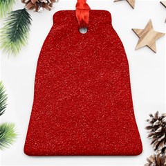 Festive Red Glitter Texture Bell Ornament (2 Sides) by yoursparklingshop