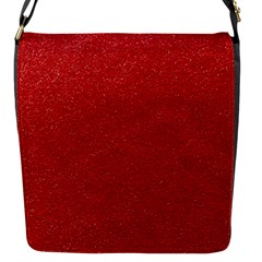 Festive Red Glitter Texture Flap Messenger Bag (s) by yoursparklingshop