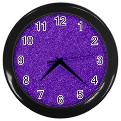 Festive Purple Glitter Texture Wall Clocks (black) by yoursparklingshop