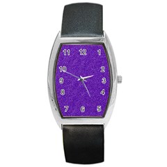 Festive Purple Glitter Texture Barrel Style Metal Watch by yoursparklingshop