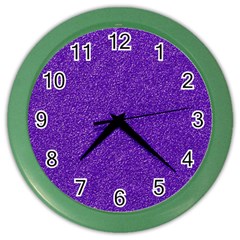 Festive Purple Glitter Texture Color Wall Clocks by yoursparklingshop