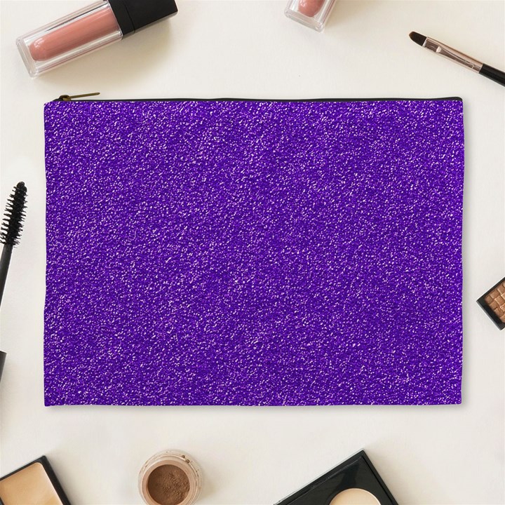 Festive Purple Glitter Texture Cosmetic Bag (XL)