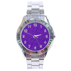 Festive Purple Glitter Texture Stainless Steel Analogue Watch by yoursparklingshop