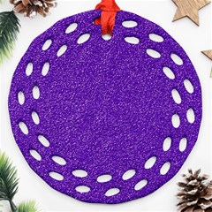 Festive Purple Glitter Texture Ornament (round Filigree)  by yoursparklingshop