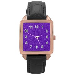 Festive Purple Glitter Texture Rose Gold Leather Watch  by yoursparklingshop