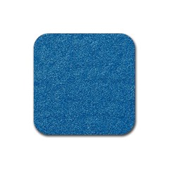 Festive Blue Glitter Texture Rubber Coaster (square)  by yoursparklingshop