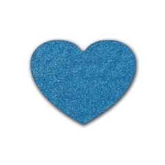 Festive Blue Glitter Texture Rubber Coaster (heart)  by yoursparklingshop