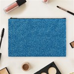 Festive Blue Glitter Texture Cosmetic Bag (Large)  Front