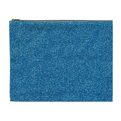 Festive Blue Glitter Texture Cosmetic Bag (xl) by yoursparklingshop