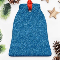 Festive Blue Glitter Texture Ornament (bell)  by yoursparklingshop