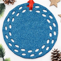 Festive Blue Glitter Texture Round Filigree Ornament (2side) by yoursparklingshop