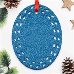 Festive Blue Glitter Texture Oval Filigree Ornament (2-Side)  Back