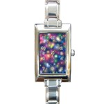 Starlight Shiny Glitter Stars Rectangle Italian Charm Watch Front