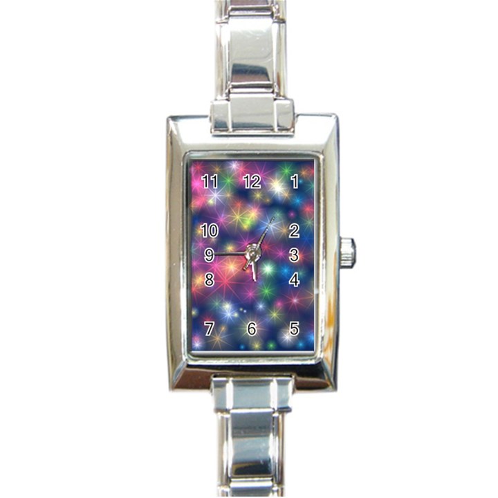 Starlight Shiny Glitter Stars Rectangle Italian Charm Watch