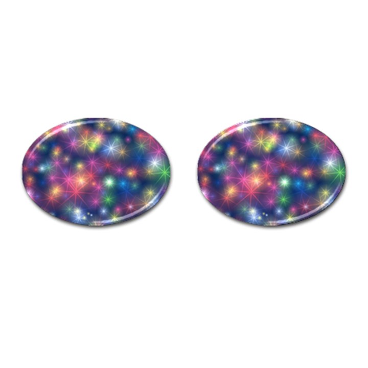 Starlight Shiny Glitter Stars Cufflinks (Oval)