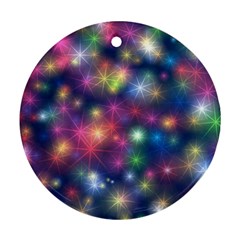 Starlight Shiny Glitter Stars Round Ornament (Two Sides) 