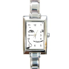 Portrait Black And White Girl Rectangle Italian Charm Watch by yoursparklingshop