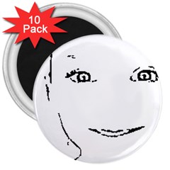 Portrait Black And White Girl 3  Magnets (10 Pack)  by yoursparklingshop