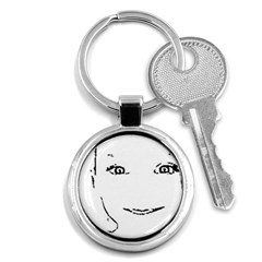 Portrait Black And White Girl Key Chains (round)  by yoursparklingshop