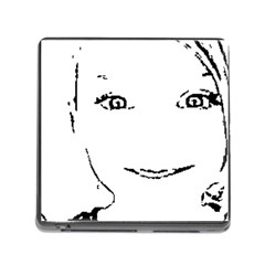 Portrait Black And White Girl Memory Card Reader (square) by yoursparklingshop