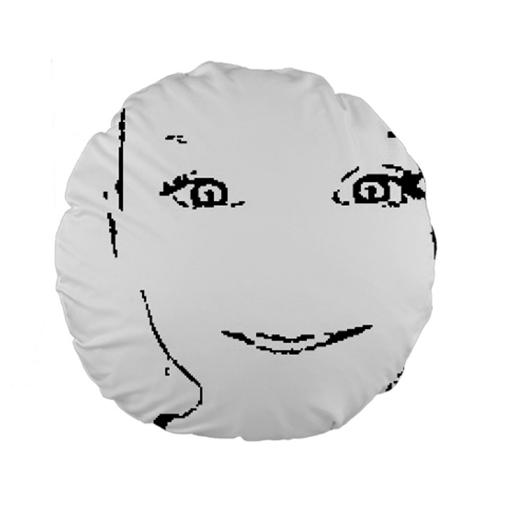 Portrait Black And White Girl Standard 15  Premium Flano Round Cushions