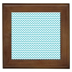 Blue White Chevron Framed Tiles by yoursparklingshop