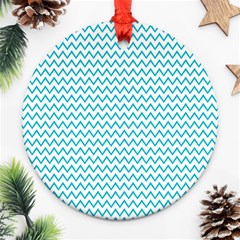 Blue White Chevron Ornament (round)  by yoursparklingshop