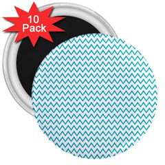 Blue White Chevron 3  Magnets (10 Pack)  by yoursparklingshop