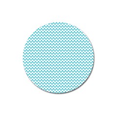 Blue White Chevron Magnet 3  (round) by yoursparklingshop