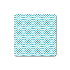 Blue White Chevron Square Magnet by yoursparklingshop