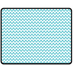 Blue White Chevron Fleece Blanket (medium)  by yoursparklingshop